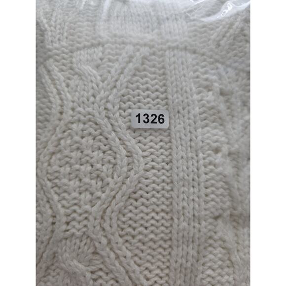 Vintage L.L. Bean Sweater Women's Med Ivory Wool Fisherman Cream Cable Knit USA - Picture 11 of 11